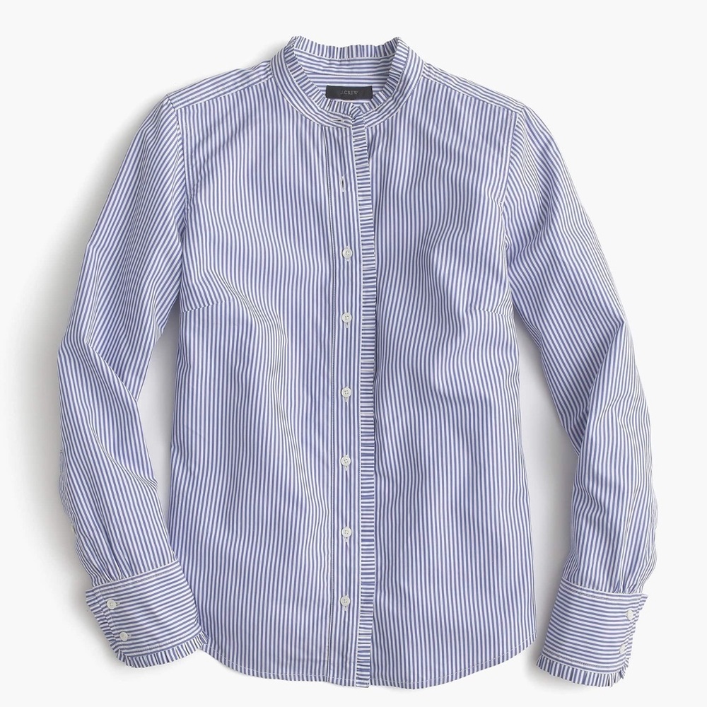 J. Crew Striped Ruffle Button Down Shirt Size 6